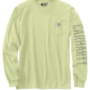 Carhartt Logo Long Sleeve Relaxed Fit T-Shirt - Pastel Lime